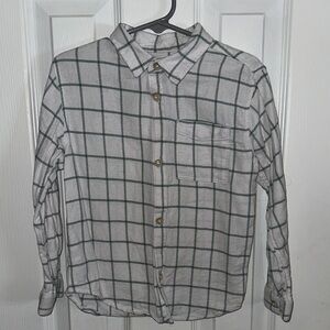 Zara White and Green Plaid Button Down Shirt